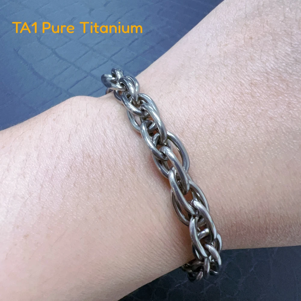 

Fashion Rope Chain Bracelet for Men TA1 Pure Titanium Link Bracelet Durable 7mm NO Allergic No Color Fading Cuban Link Bracelet