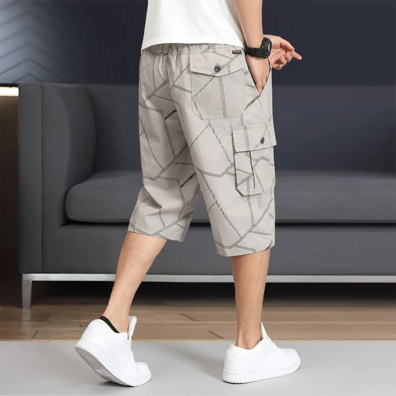 Men's Summer Striped Pocket Button Zipper Elastic High Waisted Fashion Casual Loose Sports Office Lady Vintage Formal Shorts