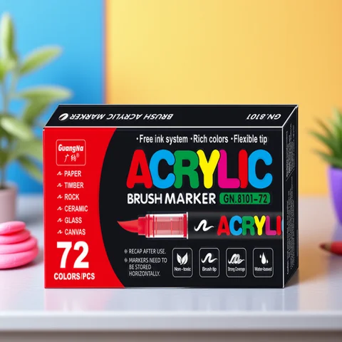 12/24/36/72 Colors Acrylic Markers Brush Pens for Fabric Rock Painting Pen Stone Ceramic Glass Wood DIY Card Making Art Supplies