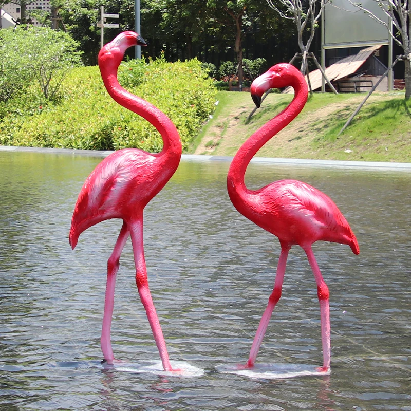 Outdoor Flamingo Love Statue Animal Sculpture Garden Flamingo Love Statue Sculpture For Valentine's Day