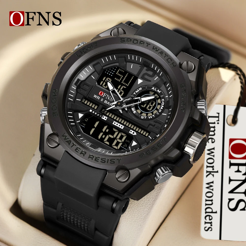 

OFNS S6024 New arrived LED Digital Men Watch 50m Military Waterproof Sport Wristwatch Electronic Green Light Quartz Clock Male