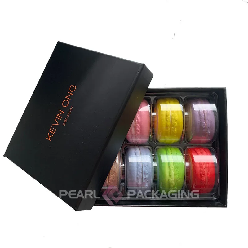 

Luxury Macaron Packaging with Food Grade Blister Tray Protective Clear Shell Lid Macaron Gift Box