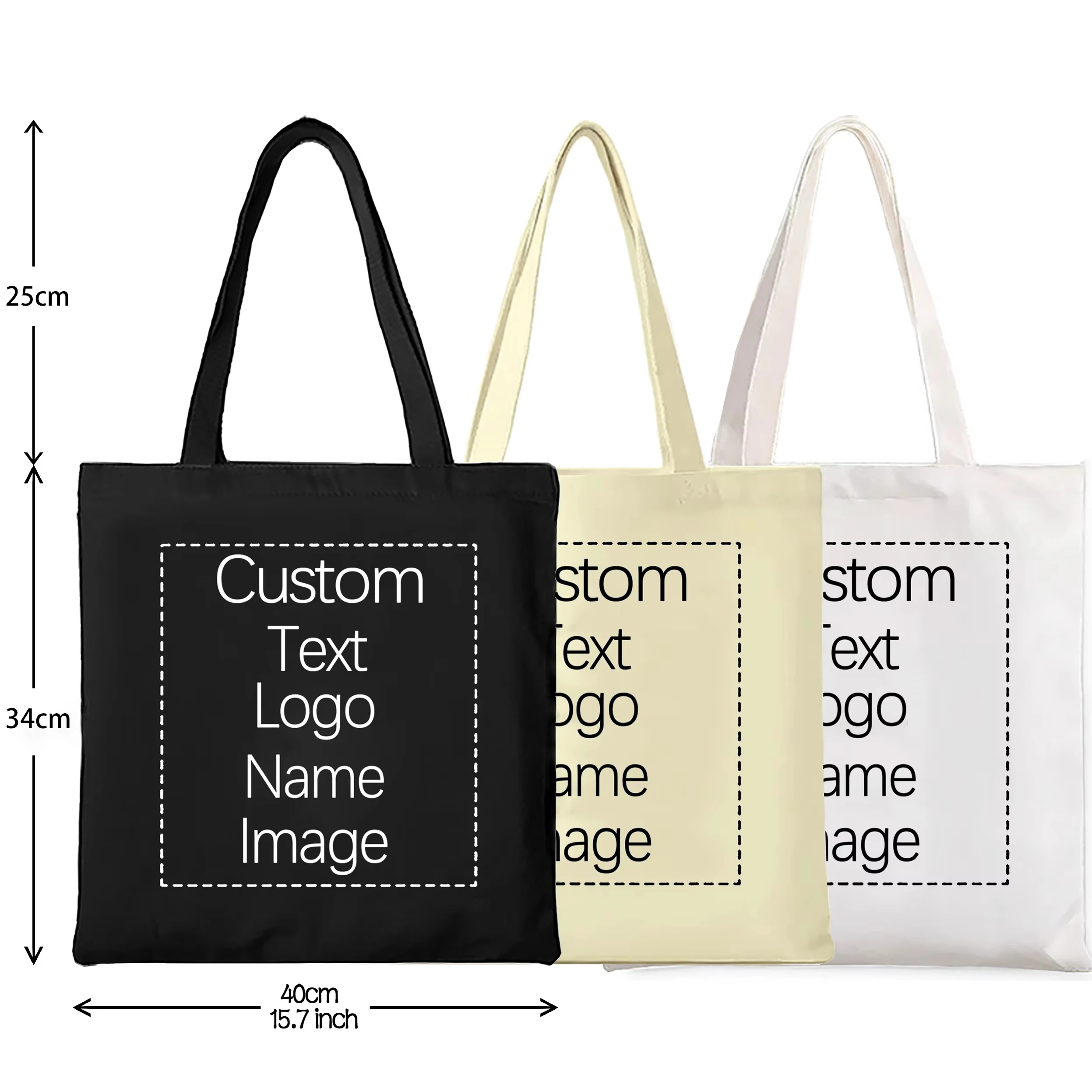 40x34cm Big Shopper Canvas Bags Personalized Custom Logo Reusable Handbags Bridesmaid Bride Students Gift  Women Travel Tote Bag