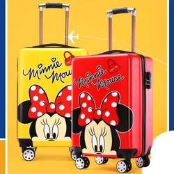 Disney mickey mouse 20 polegada crianças dos desenhos animados mala de viagem sobre rodas bonito carrinho bagagem crianças adorável cabine rolando bagagem