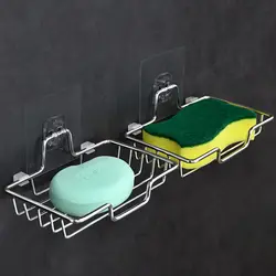 1PC Soap Rack Wall Mounted Holder Net Stainless Steel Sponge Dish Bathroom Kitchen Storage Accessories Shampoo Self Adhesive SW