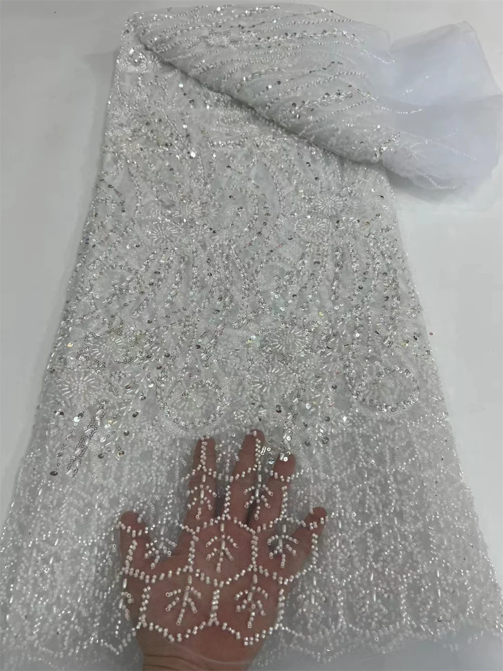 Tessuto di pizzo broccato oro 2024 Tessuto di organza jacquard di alta qualità Tessuto di pizzo damascato africano 5 metri Abiti da sera per le donne