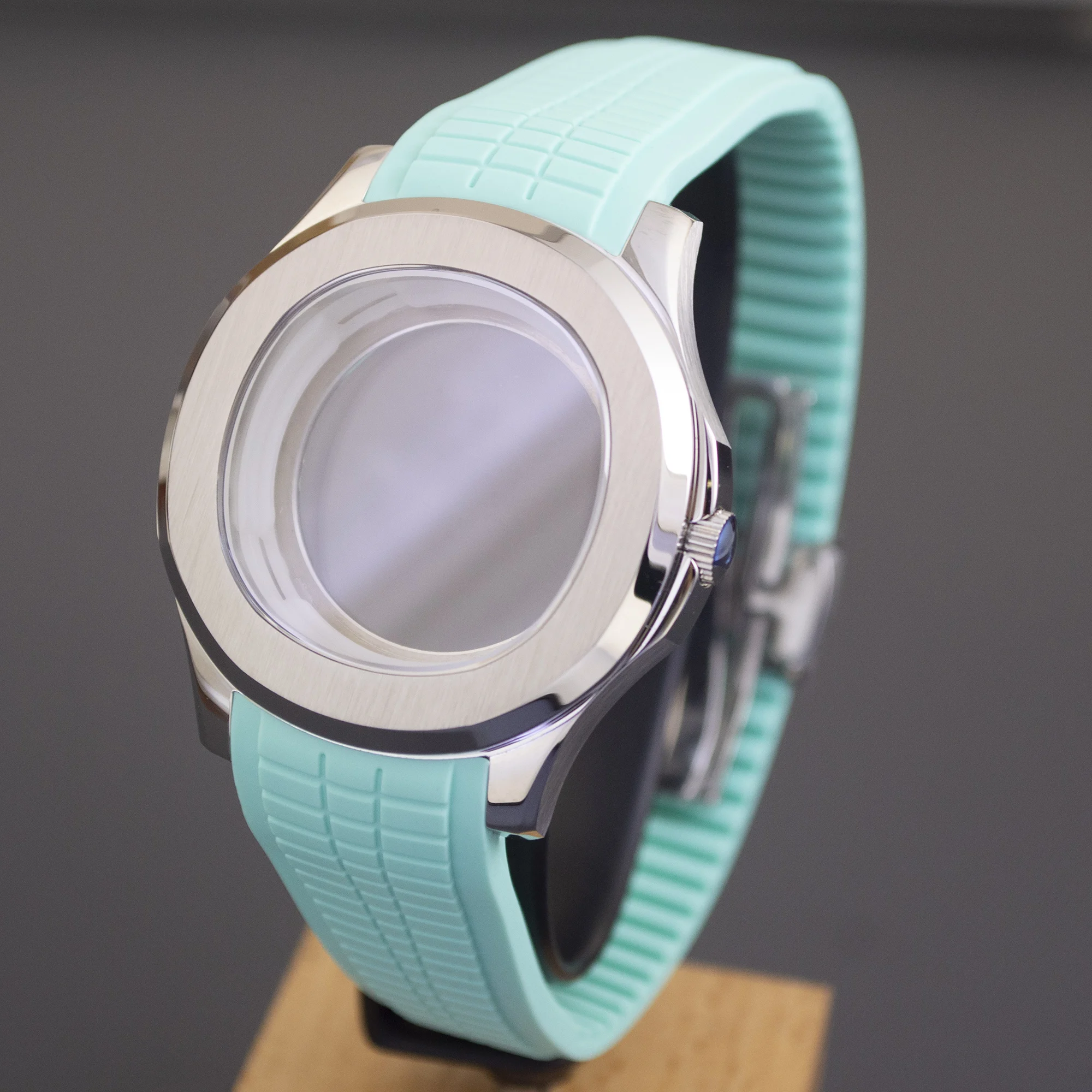 

NH35 Case 10ATM Waterproof 42mm Watch Case Rubber Strap for AQUANAUT Nautilus Watch Parts Case Band fit NH34/NH35/NH36 Movement