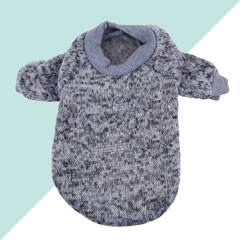 

Dog Cat Winter Warm Sweater S Grey White Knitted Pet Clothing Stretchable Easy on Off Ideal for Walking Jogging Outdoor