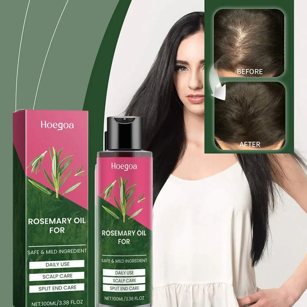 Produk minyak esensial Rosemary produk rambut organik minyak penguat rambut kulit kepala untuk memelihara rambut mengkilap sehat M6U6