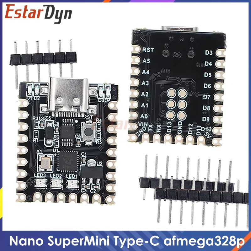 Nano Board Type-C CH340, ATmega328P Microcontroller, Compatible with IDE, for DIY Electronics Projects
