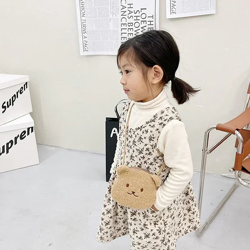 Autumn and Winter Candy Colored Plush Bag Children's Animal Cartoon Plush Girl Crossbody Bags Fashionable and Cute Baby Backpack