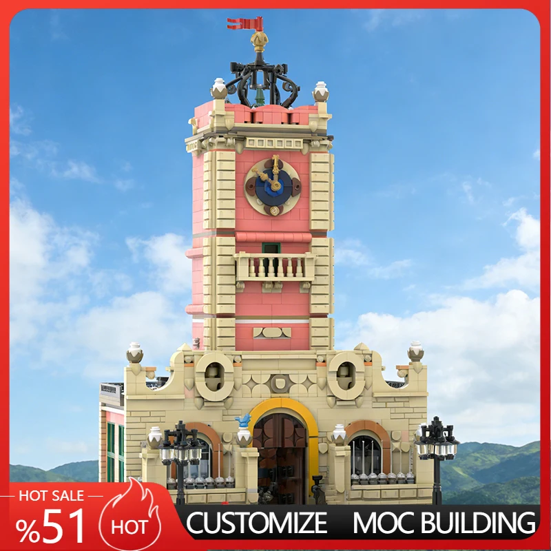 

2420 деталей: Модульный конструктор MOC «Городская улица: Старинная городская башня с часами», популярный дизайн, развивающая игрушка для самостоятельной сборки, подарок на праздник