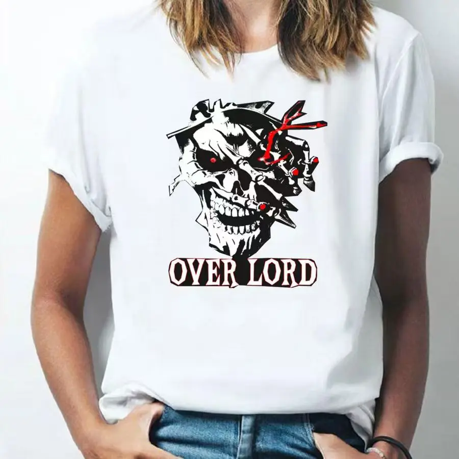 Anime Overlord Ainz Ooal Gown Skeleton Graphic T-shirt Men Women  Oversized T Shirts Unisex  Summer Short Sleeve  Cotton Tees