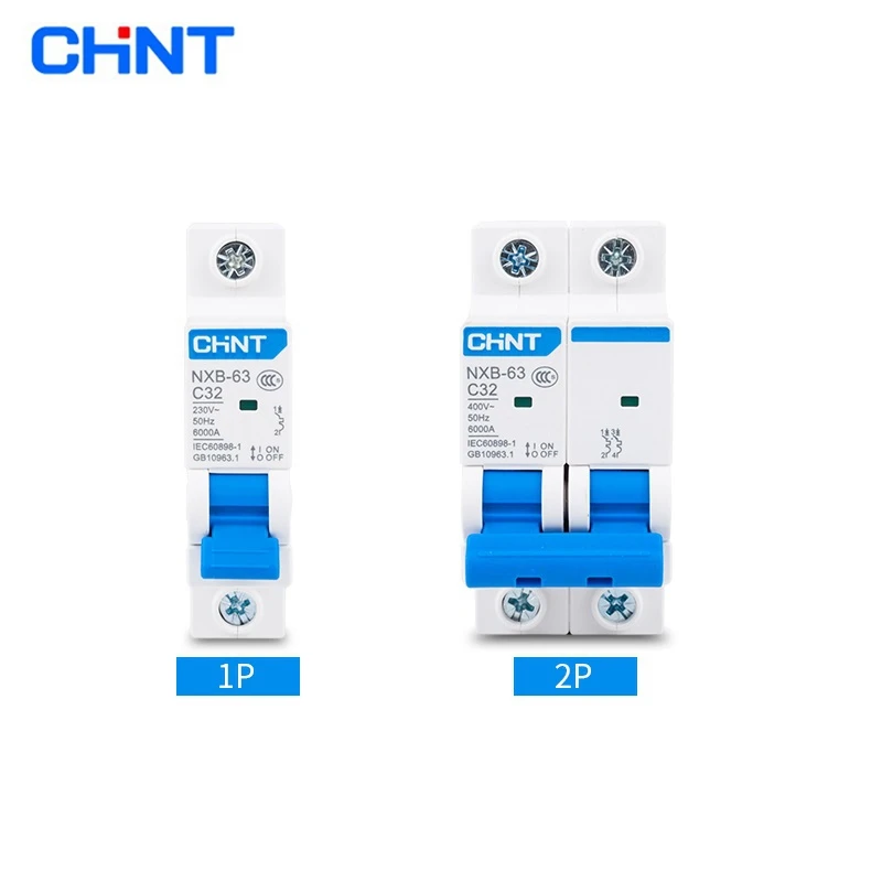 CHINT-disyuntor en miniatura para casa, interruptor MCB con indicación DZ47, 1P, 2P, 3P, 4P, 1A, 2A, 3A, 6A, 10A, 16A, 20A, 25A, 32A, 40A, 63A