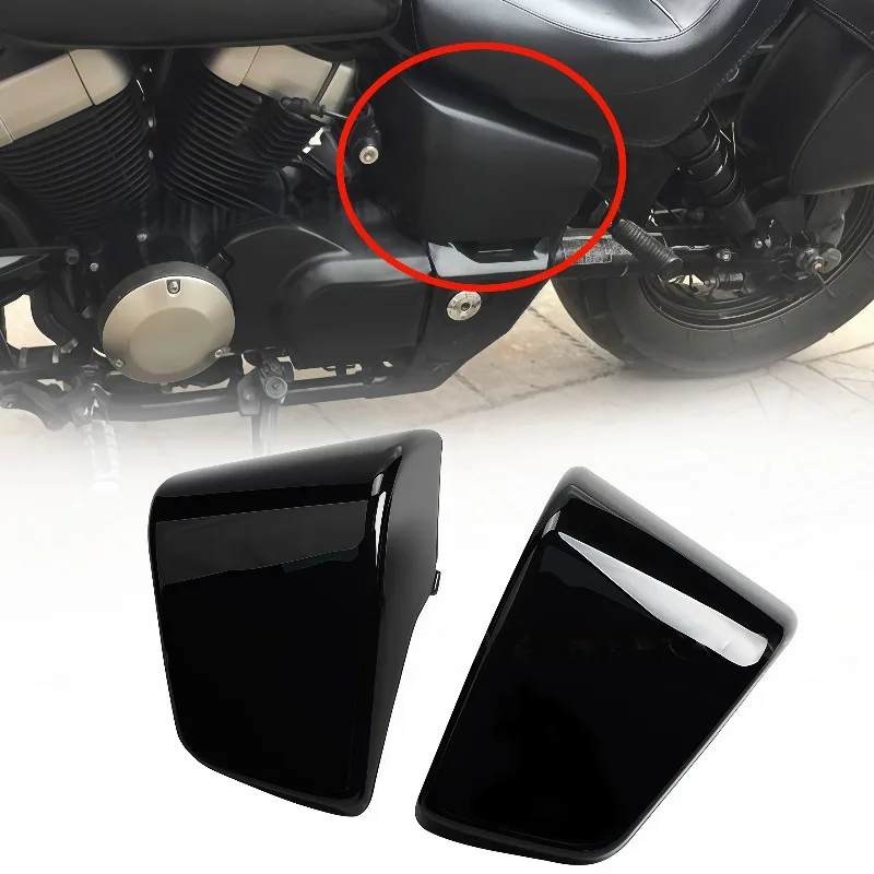For Honda Shadow ACE VT400 VT750 VT 400 750 1997-2003 Motorcycle Left Right ABS Battery Side Fairing Cover Guard Chrome/ Black