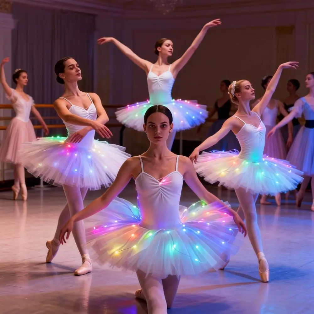 

Adult & Children's Fluorescent Ballerina Costume Fluffy Performance Dance Clothes for Wedding And Party