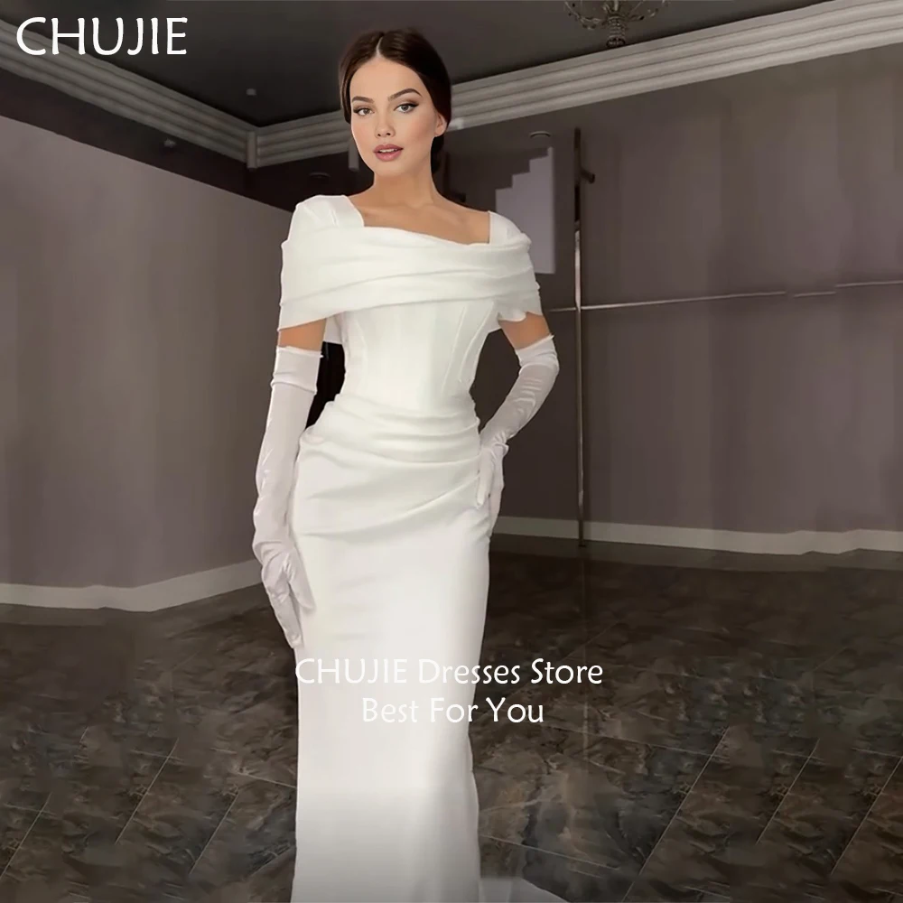 Abiti da sposa a pieghe bianche a sirena Abiti da sposa classici bianchi con spalle scoperte Donna Elegante abito da sposa personalizzato Vestido de novia