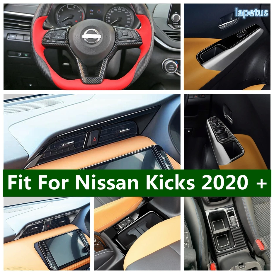 

Car Window Lift Button Steering Wheel Air Conditioning Outlet AC Vent Gear Shift Box Cover Trim Fit For Nissan Kicks 2020 - 2022