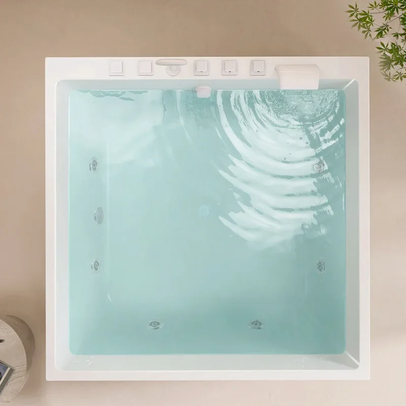 Smart bath tank square, surf massage constant temperature heating bubbles, colorful ambient light bathtub square