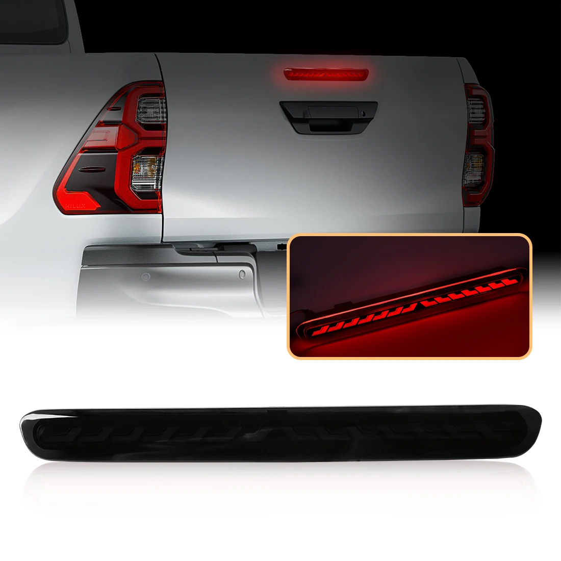 LED High Mounted Brake Light For Toyota Hilux Revo 2015 2016 2017 2018 2019 2020 3rd Third Middle Dynamic Flowing Tail Stop Lamp