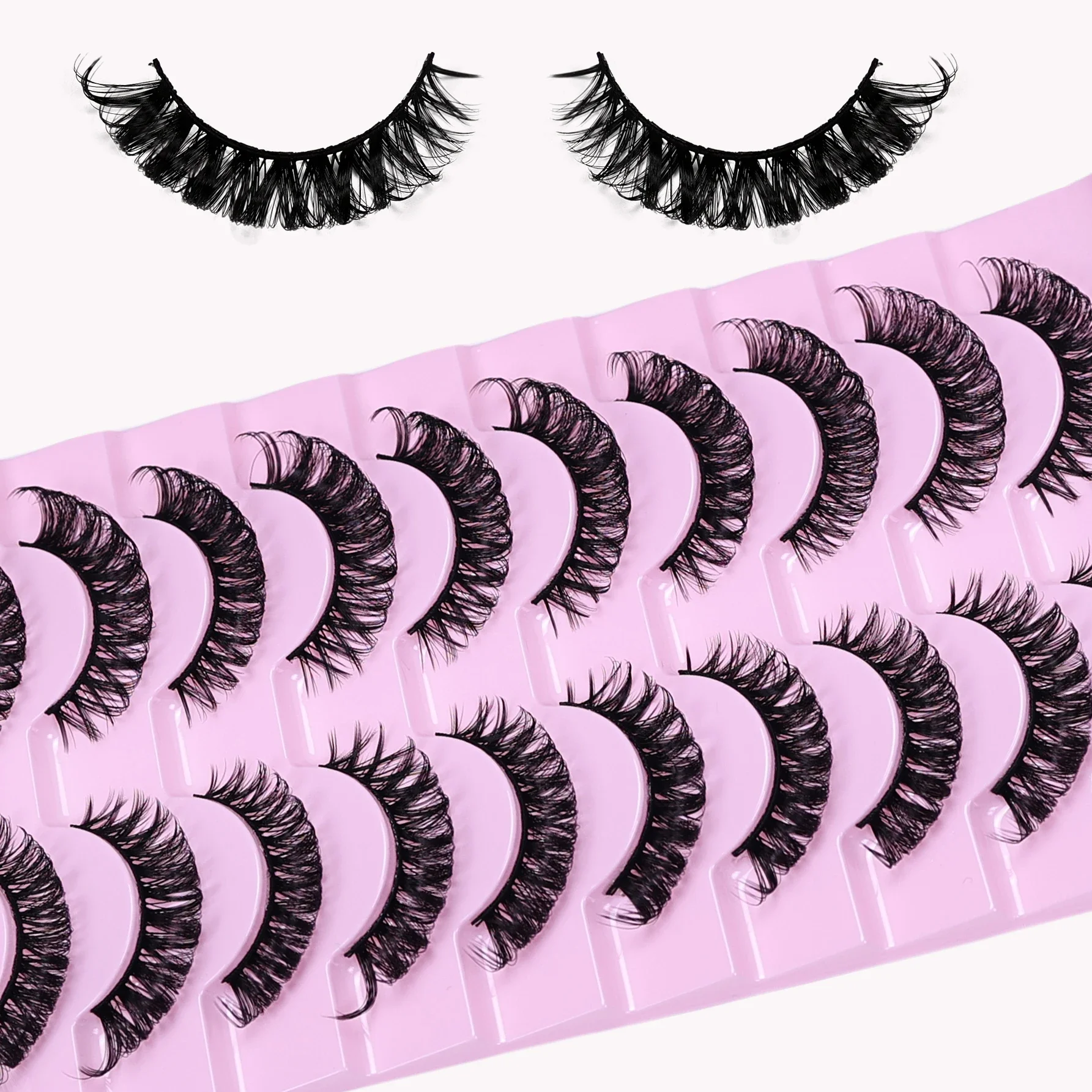 10 par D Curl Russian Strip Lashes Fluffy Volume Fałszywe rzęsy D Curl Dramatyczne kocie rzęsy Makijaż Sztuczne rzęsy