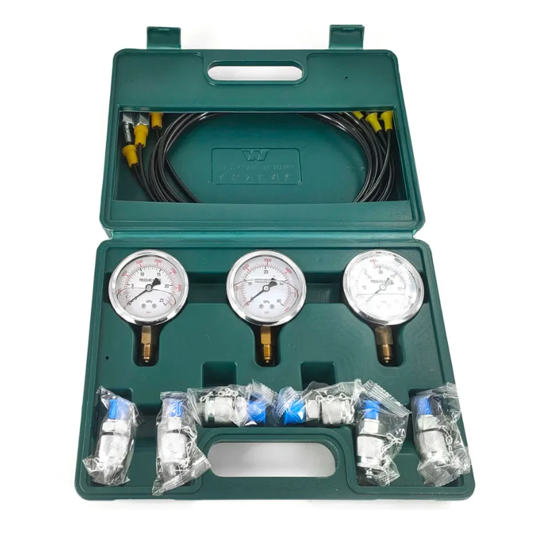 Excavator Pressure Test Kit Cheaper Hydraulic Pressure Gauge Device 6 Test Couplings 3 Pressure Gauges 3 Test Hose