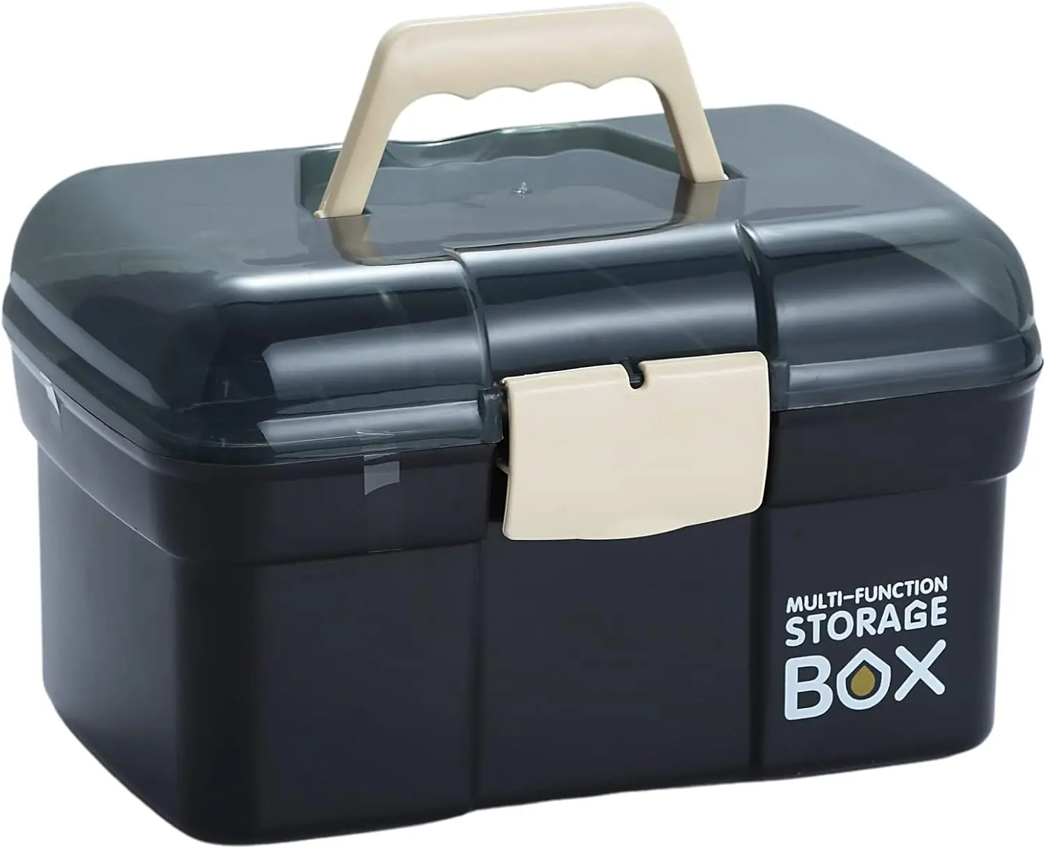 

11'' Plastic Box Organizer with Removable Tray, Sewing Organizer(Black)