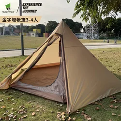 Indian Family Camping Tent Double Layers Waterproof Pyramid Tent 3-4 Person 390x330x180cm One Large Room Tent