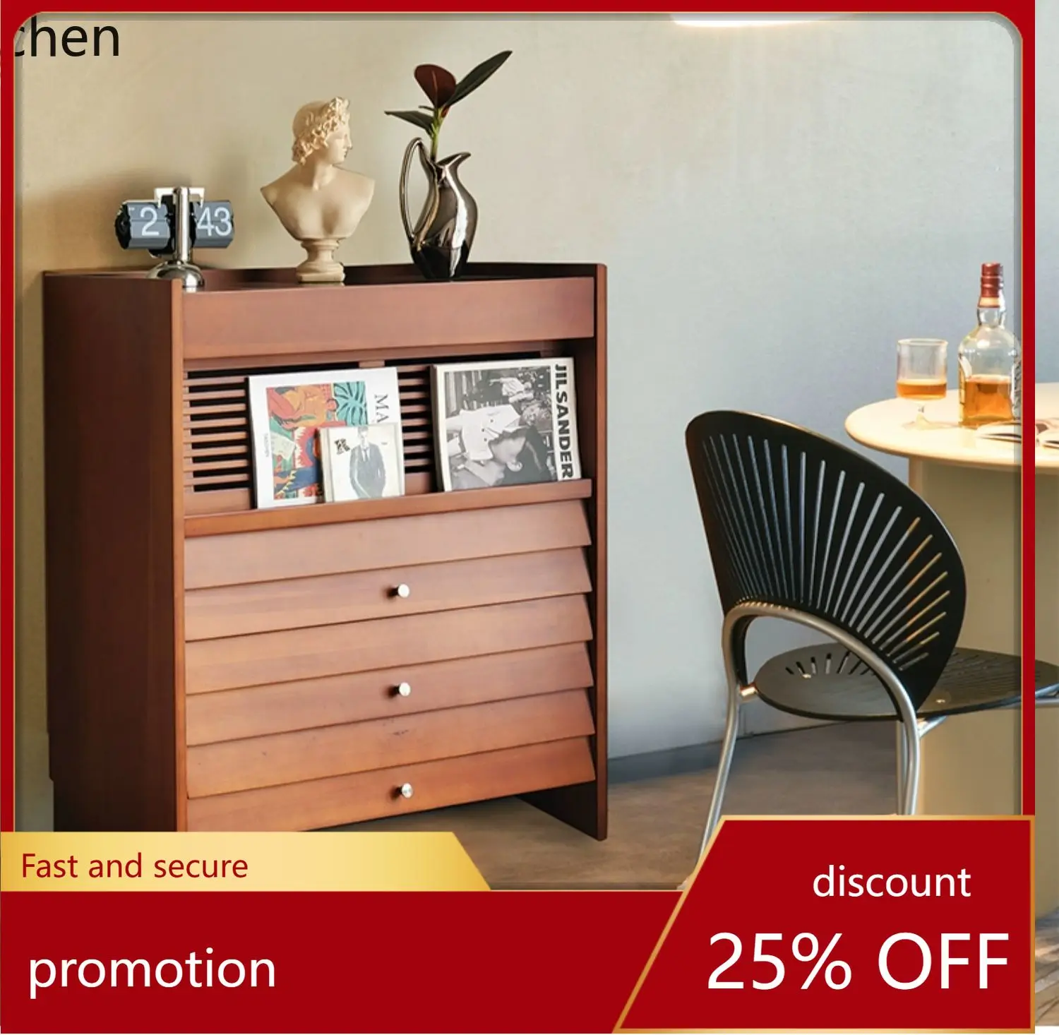 

ZML Solid Wood Chest of Drawers Living Room Home Entrance Storage Cabinet Bedroom Multifunctional Vintage Bedside Dressing Table