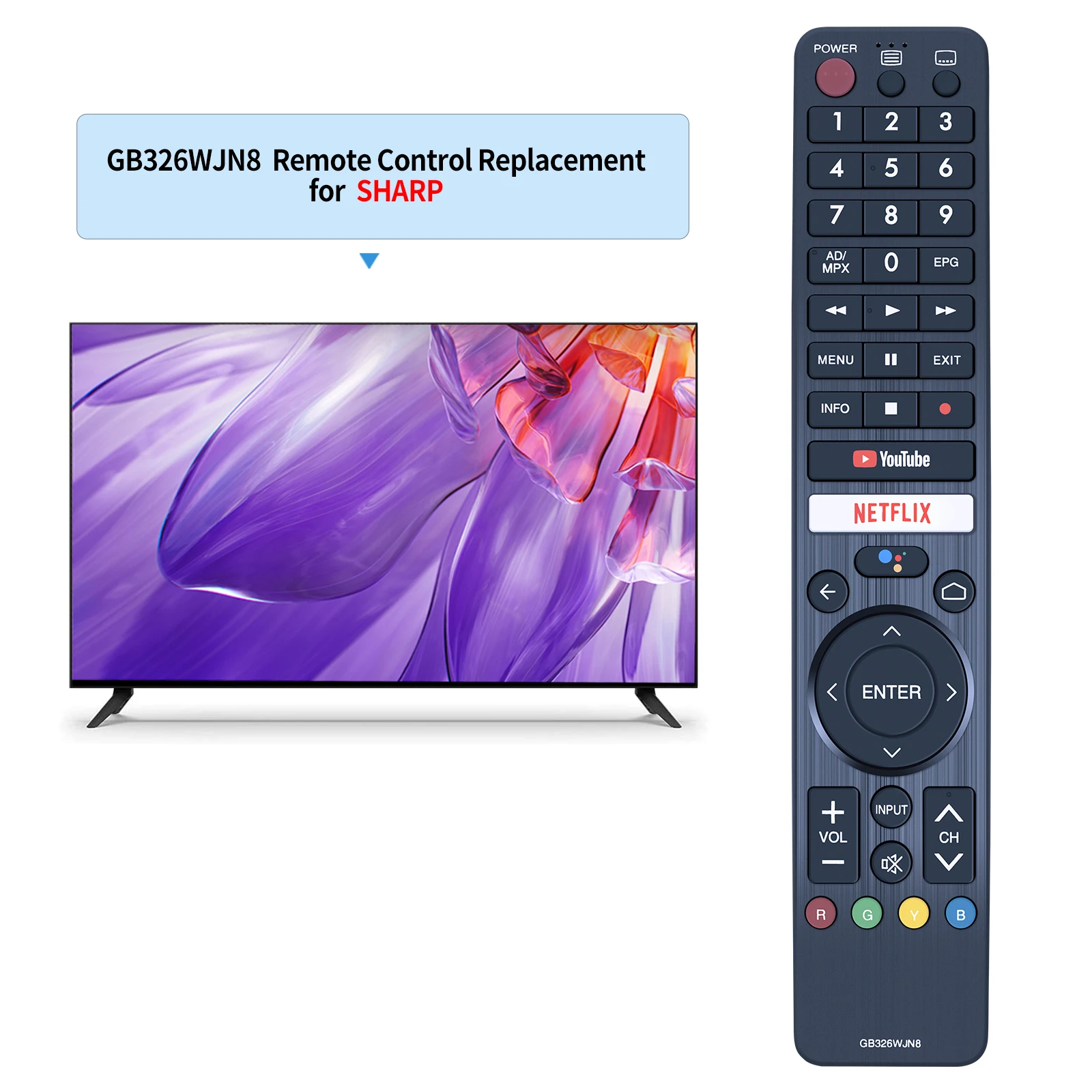 New GB326WJN8 Remote Control For Sharp TV