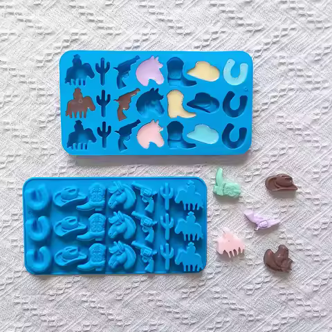 Silicone Chocolate Candy Mold, Cowboy Hat Boot Saddle Shape, DIY Western Theme Party Baking Tool, Soft Gummy Candy Moud