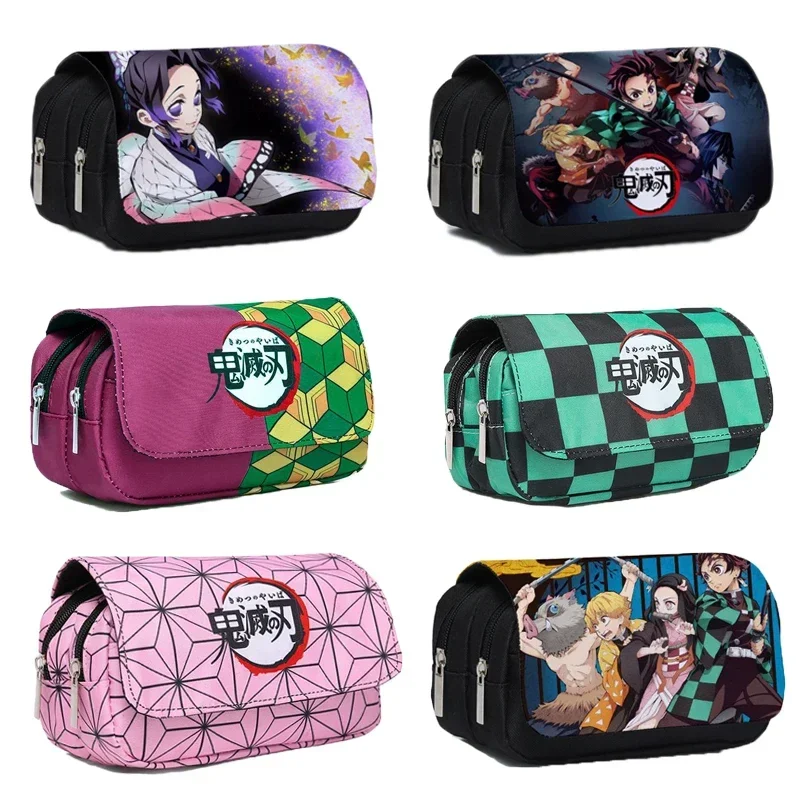 

Anime Kimetsu No Yaiba Pencil Case Student Storage Bag Nezuko Zenitsu Tanjirou Inosuke Cosplay Cartoon Pen Box Prop Accessories