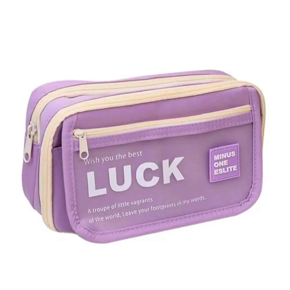 

Large Capacity Translucent Pencil Case Multi-layer Flip Front Pocket Translucent Pen Bag Zipper Multifunctional Stationery Box