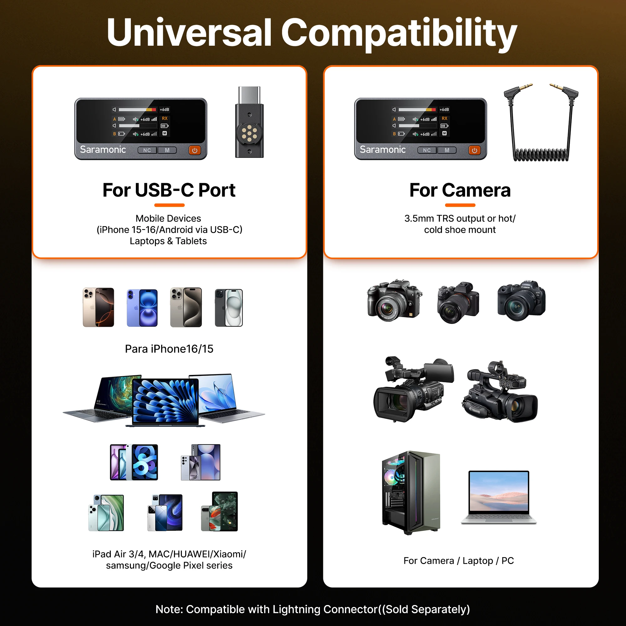 Saramonic Air беспроводной петличный микрофон с шумоподавлением нагрудный микрофон для iPhone 15/16 Android смартфон камера видеоблог Youtube