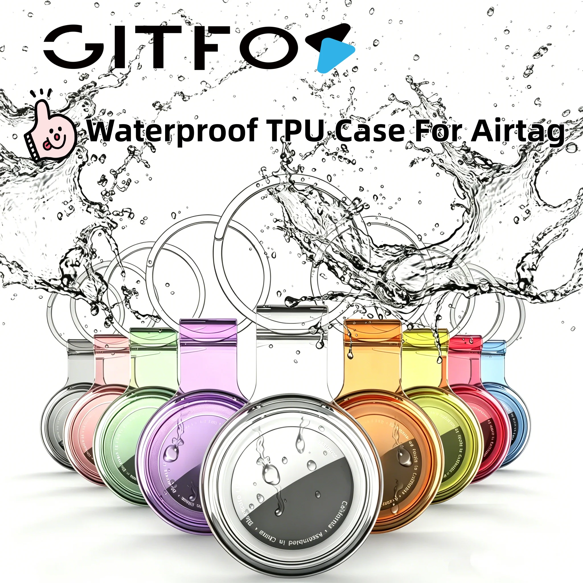 GITFOS Airtag Holder for Apple AirTag Waterproof Dustproof Anti-Collision Airtag Cover Soft TPU Material for Kids Bags Keys Pets