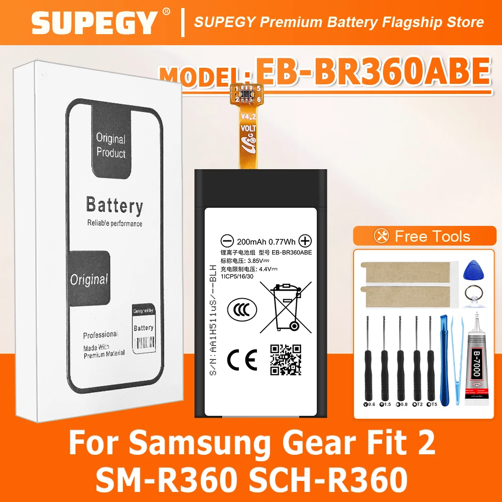 2026 Years 100% New EB-BR360abe Battery For Samsung Gear Fit 2 SM-R360 SCH-R360 Smart Watch  Batteries+Free Tools