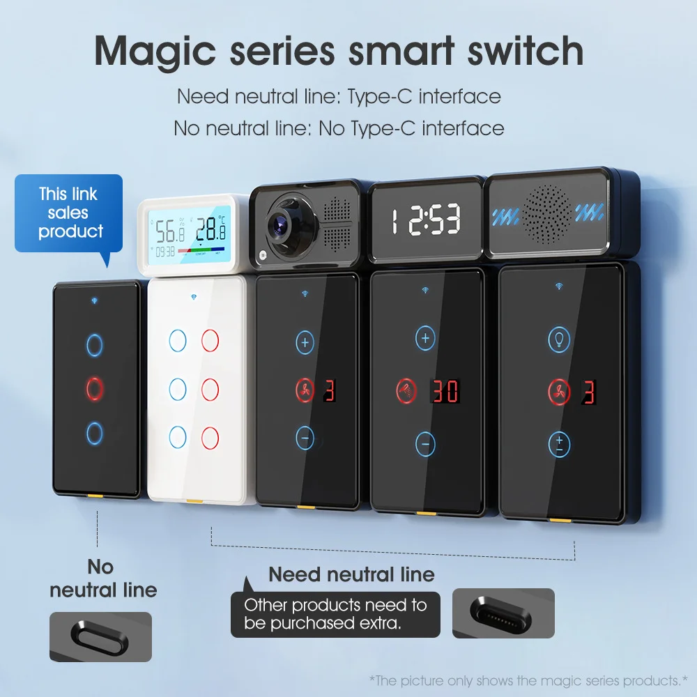 Magic Tuya Zigbee Smart Home Single Live Magnetic Relay Wall Touch Switch Remote Control Google Alexa Voice Timer Wifi Switch