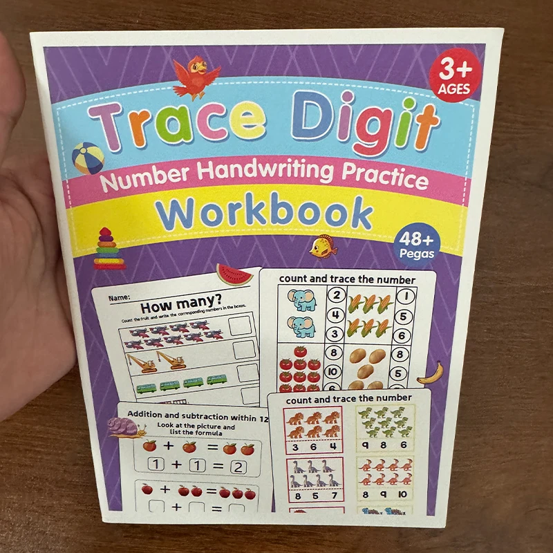 Number Tracing Math Workbook Count & Trace Digits Addition Subtraction Practice Sheets Preschool Educational Activity BooK