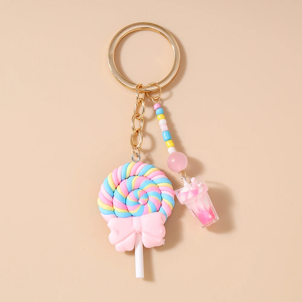 Pretty Resin Candy Lollipop Keychain, Juice Pendant