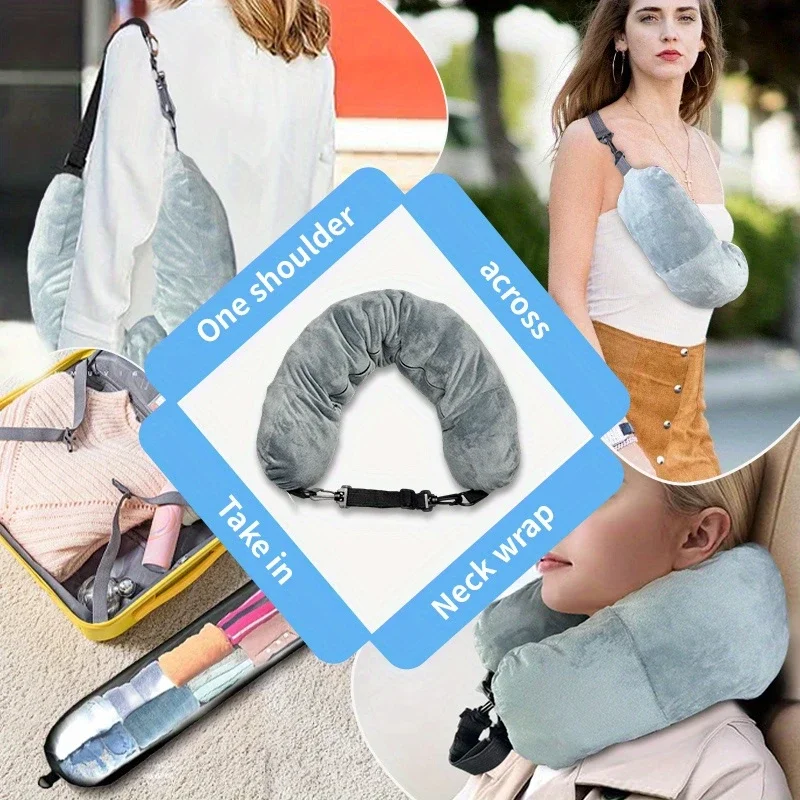 Stuffable Clothing Travel Neck Pillowcase Neck Pillow Portable Travel Neck Pillow For Train With Refillable Support Stuffable