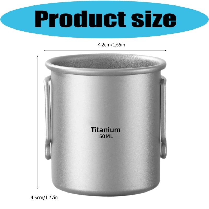 Small Outdoor Tea Cup Ti Camp Drink Cup for Hot and Cold Drinks, 50ml Size for Hiking Stops Coffee Service and Tea Sampling