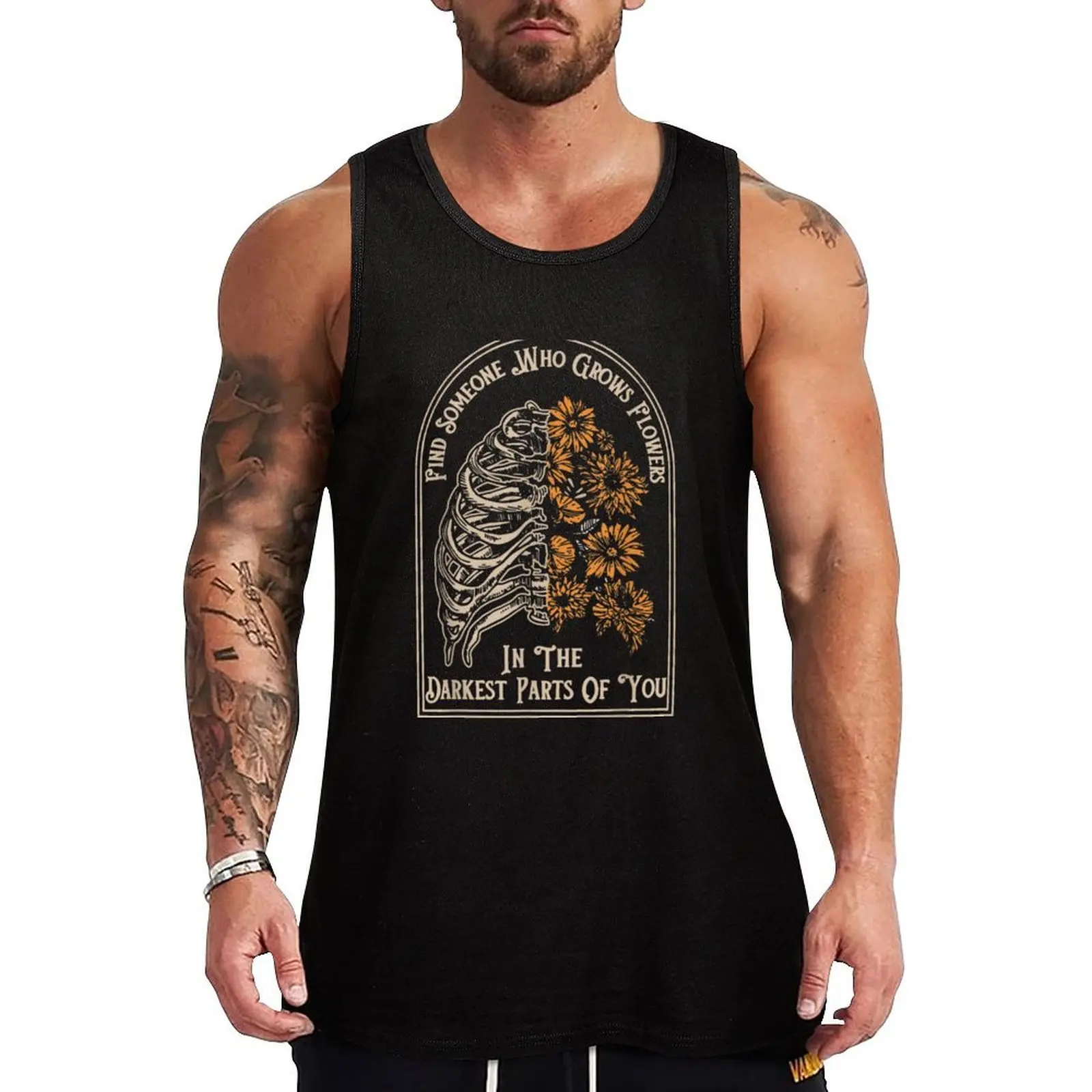 

Find Someone Who Grows Flowers In The Darkest Parts Of You Tank Top Beach Vacation Tank Top Casual Sleeveless Loose Top