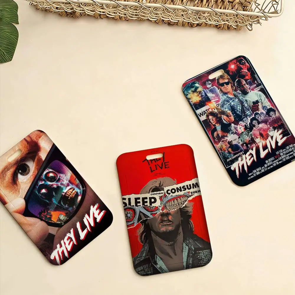 They Live Classic Movie John Carpenter 1 Pcs Sliding ID Badge Holder with Clear Window ID Card Protector for Office School Staff