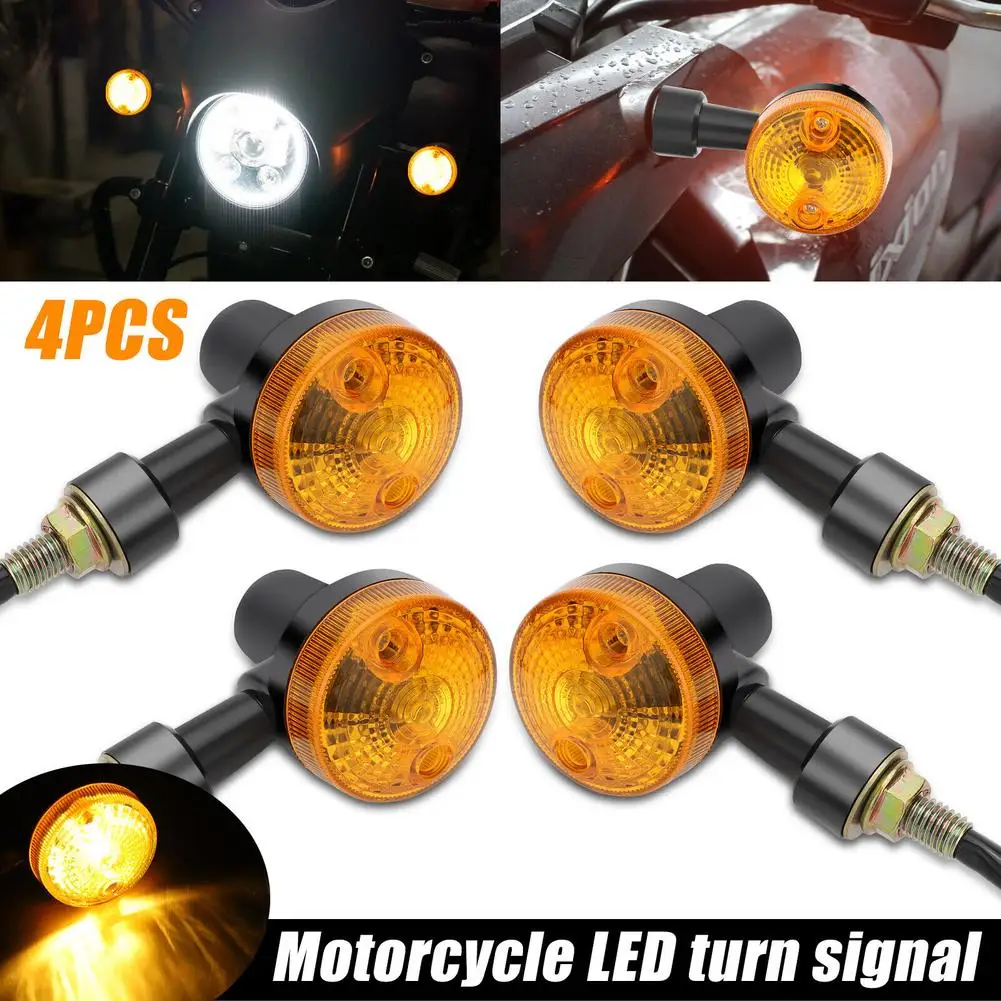 

4Pcs Motorcycle LED Turn Signals Fog Lamp Mini Signal Lights Brake Lamp Indicator Waterproof Modified Parts