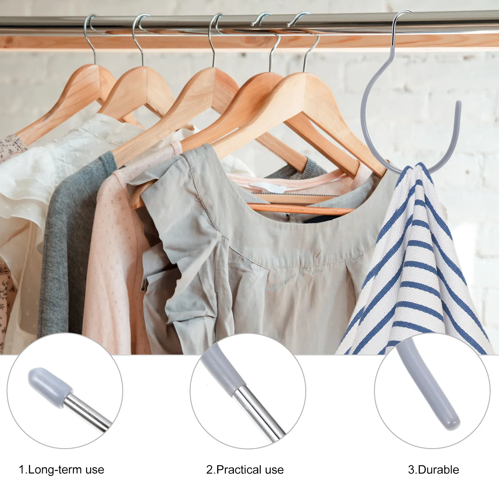 5 Pcs Coat Hangers Closet Clothes Hook Hooks Hanging Holder Silver Household Door for - view 4