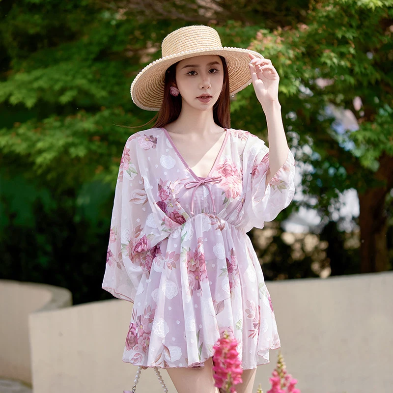 

Купальники из трех предметов, женский купальник с воланами и юбкой, бикини с высокой талией, женский купальный костюм, пляжное платье, пляжная одежда