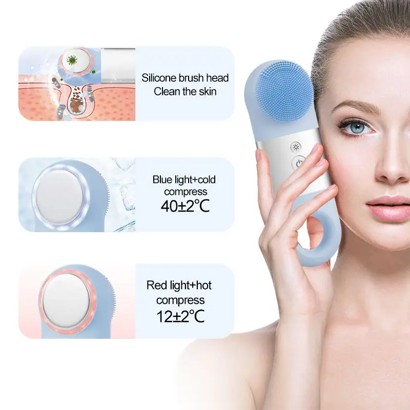 

Popular Rechargeable Handheld Electric Facial Deep Cleanser Massager Waterproof Silicone Brush