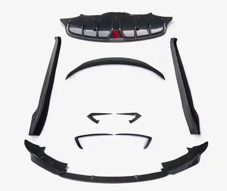 Carbon Fiber Front Lip Bumper & Side Body Skirt & Trunk Wing Spoiler & Rear Diffuser Cover For Tesla MODEL 3 (with light)