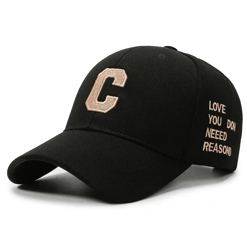 Boné de beisebol com letra C para homens e mulheres, boné camionista snapback, chapéu de algodão com letras 3D branco e dourado, marca de luxo verão