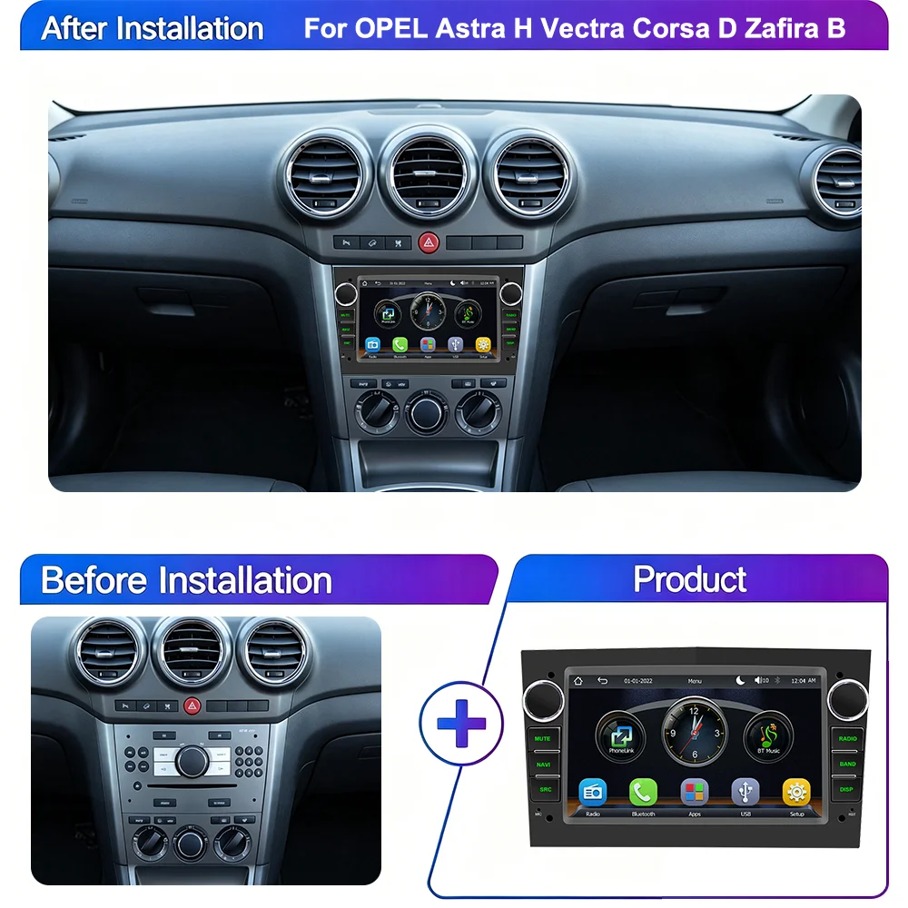 2 Din Car MP5 Player Wireless Carplay Android Auto Stereo For Opel Vauxhall Astra Zafira Antara Meriva Vivaro Combo Vectra Corsa